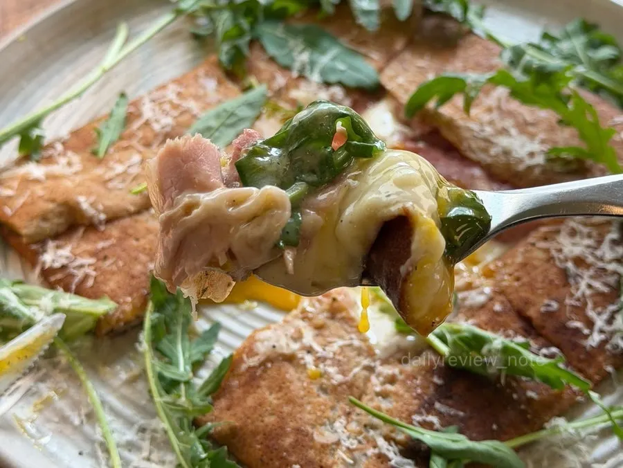 Buckwheat galette cut and wrapped with fillings