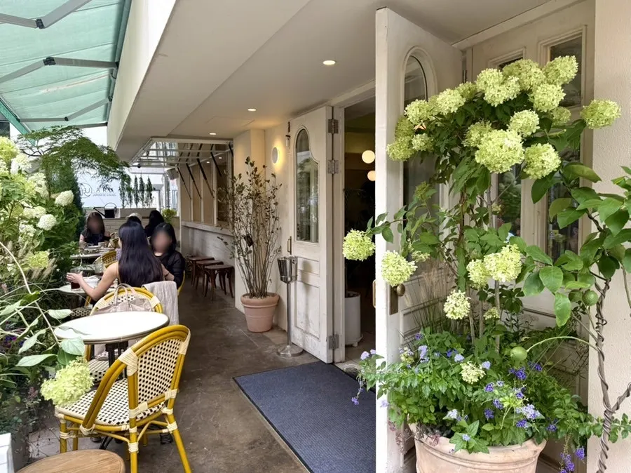 European-style terrace entrance at Le Bon Goûter