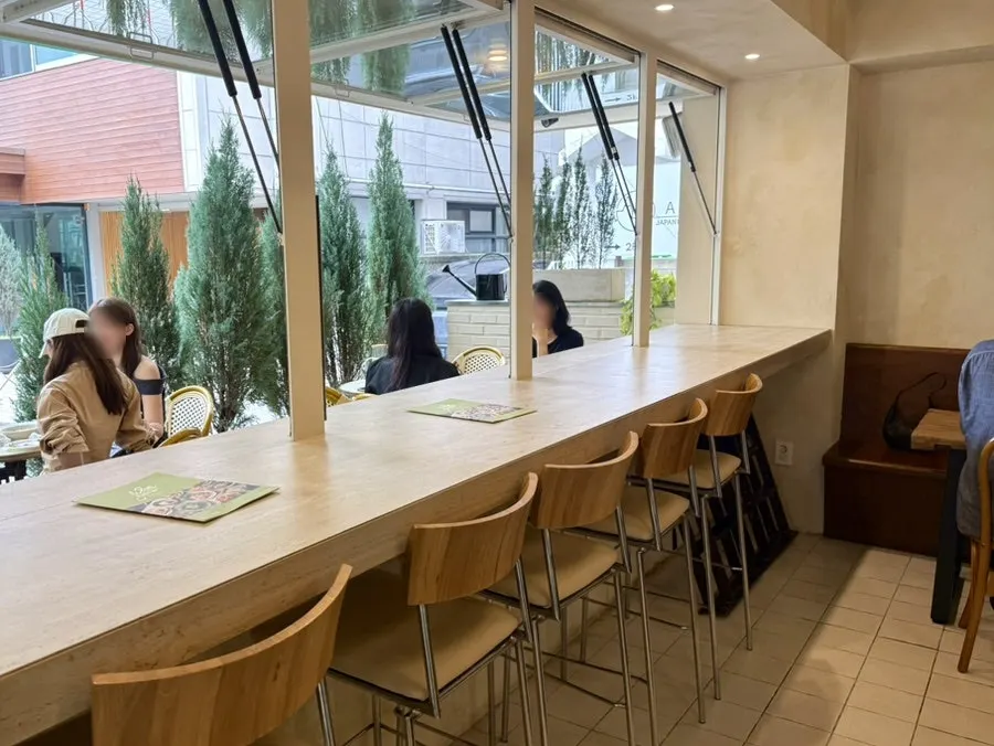 Interior seating and decor at Le Bon Goûter