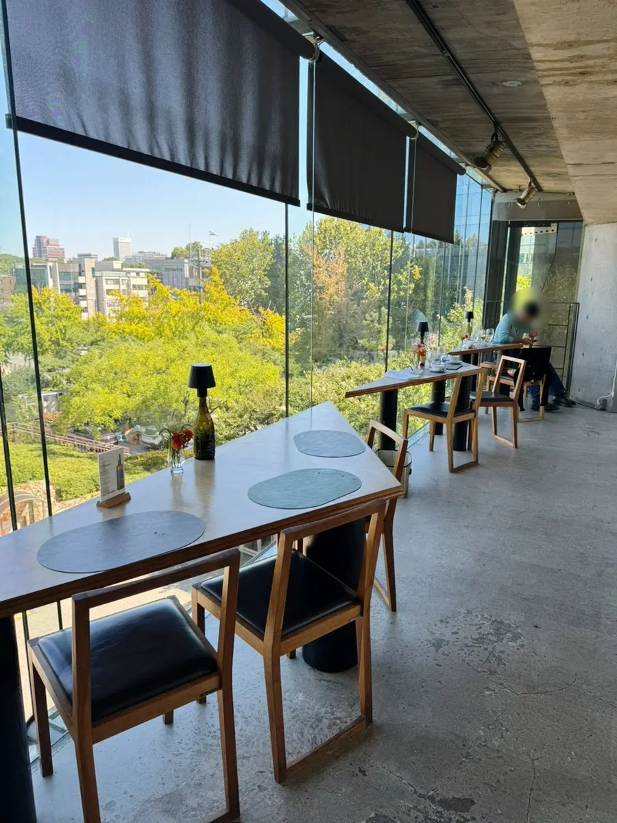 Brownie and iced coffee on the window-side table