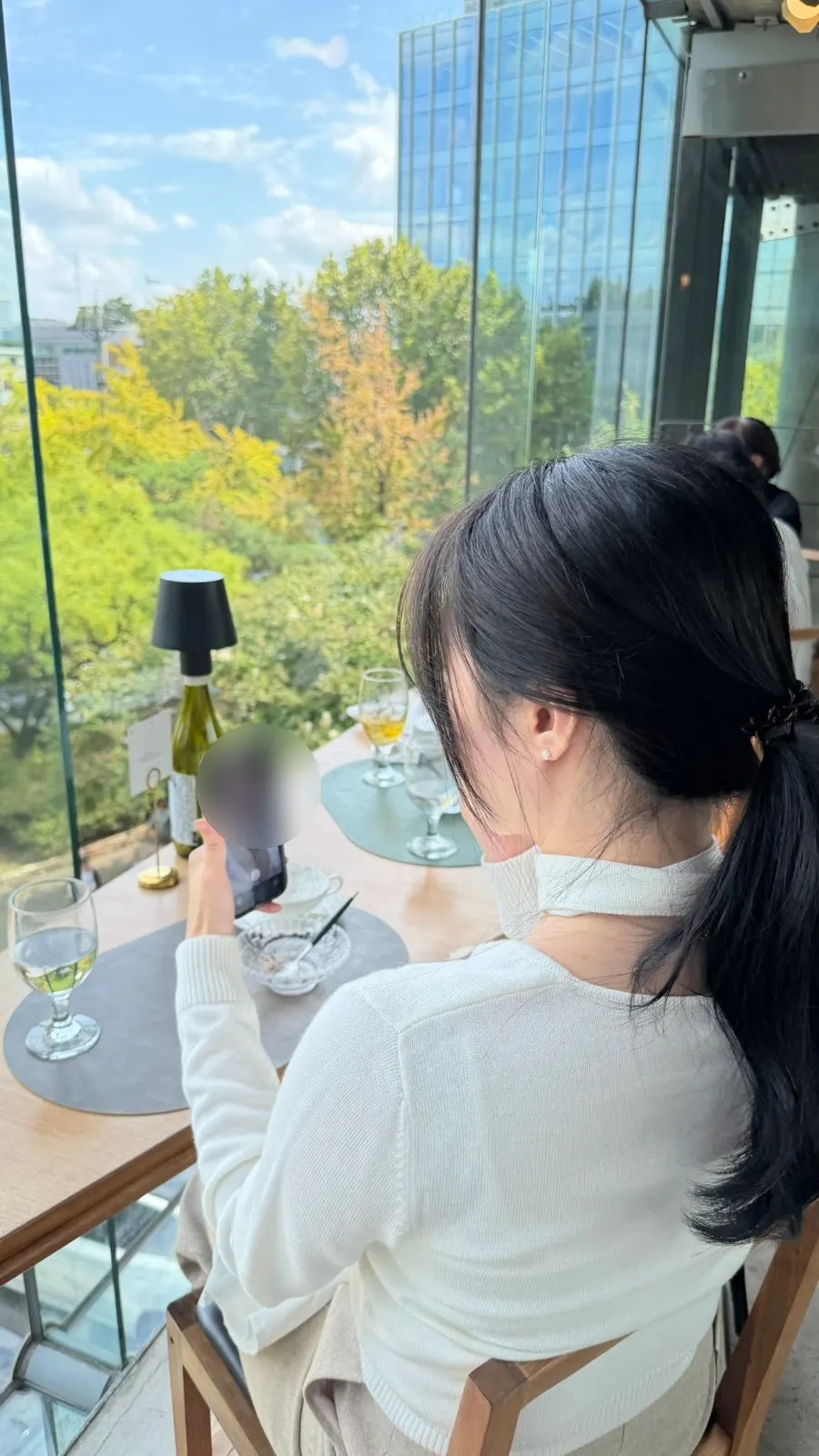 Changdeokgung Palace view through Le Cochon's floor-to-ceiling windows