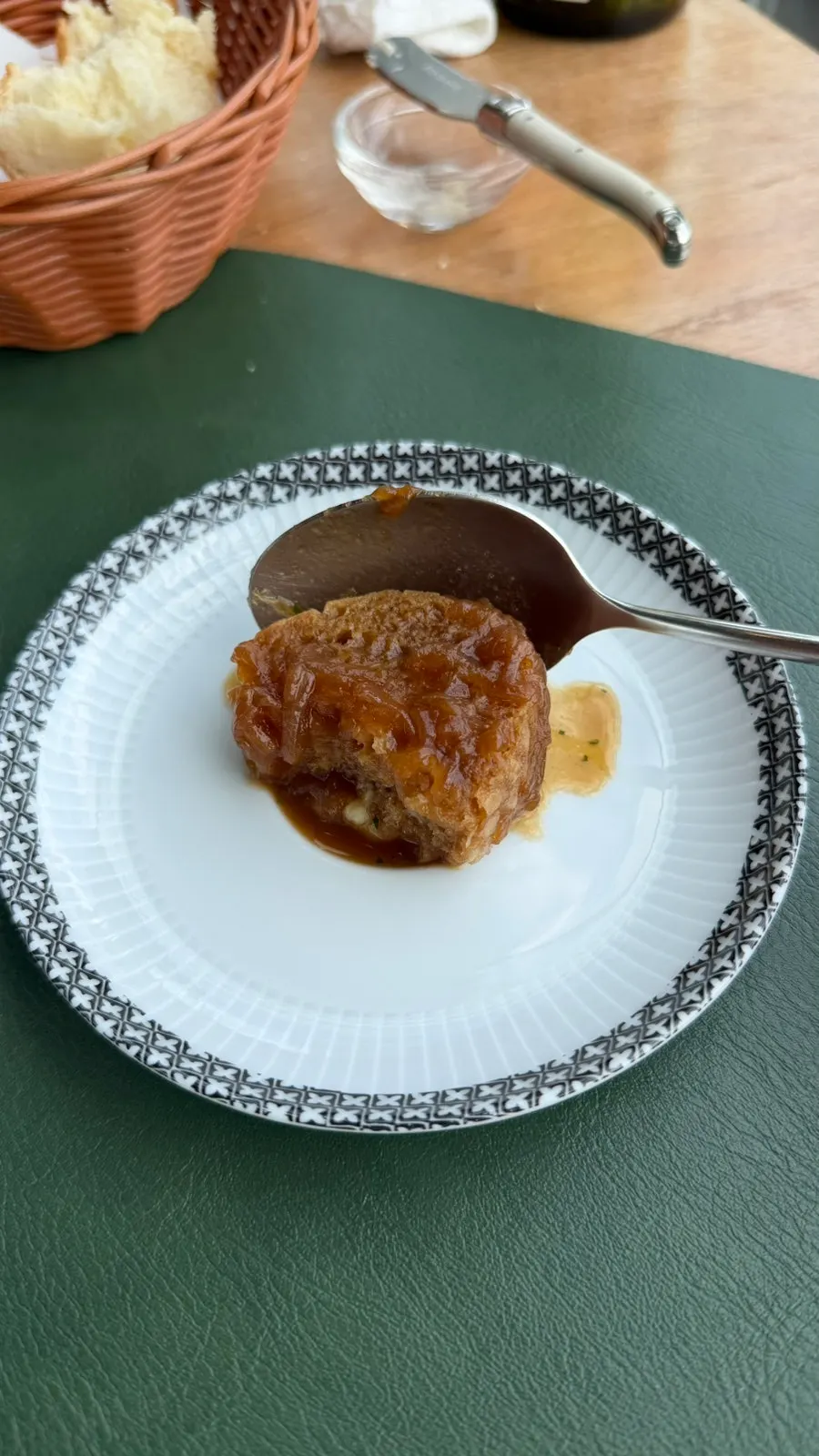 French onion soup topped with cheese