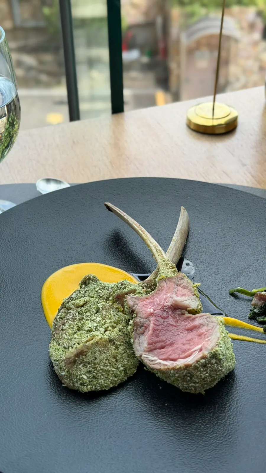Lamb rack main dish cooked medium rare