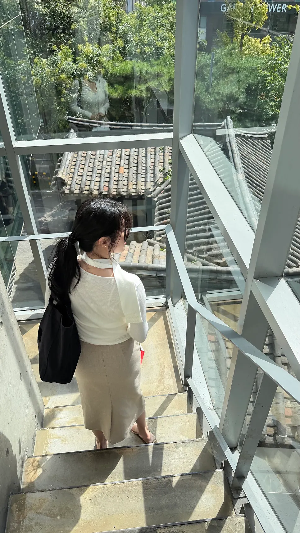 Staircase in the building where Le Cochon is located
