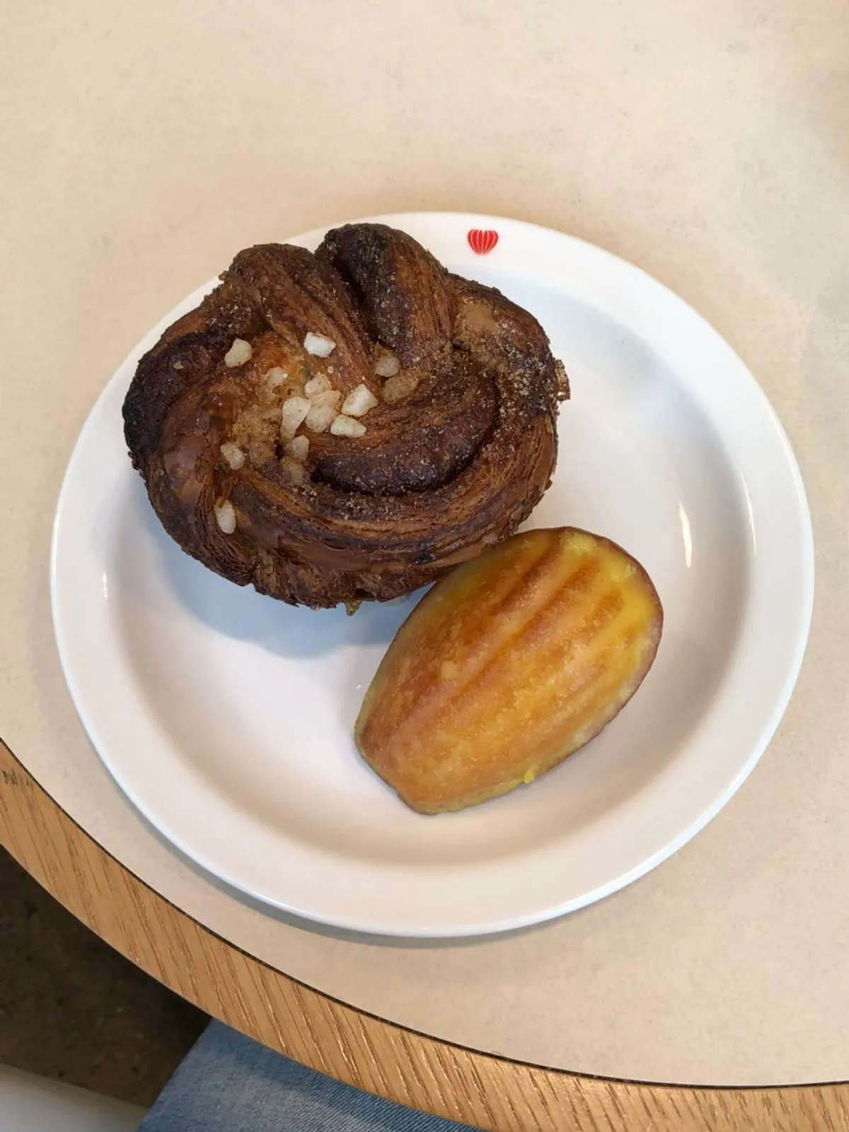 Two Lemangdoré desserts served on logo-stamped plates