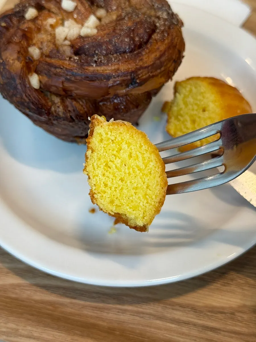 Yuzu lemon madeleine cut into bite-sized pieces