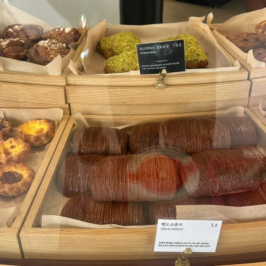 Madeleines arranged by type on display