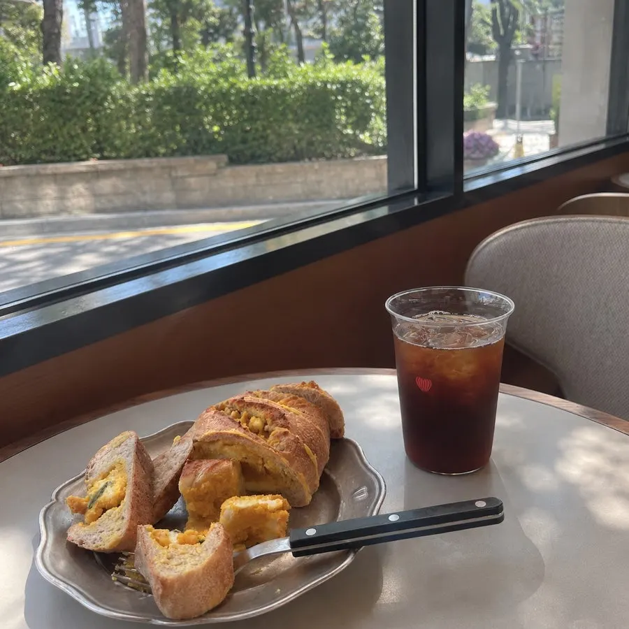 Pumpkin cream cheese sourdough with the coffee of the day