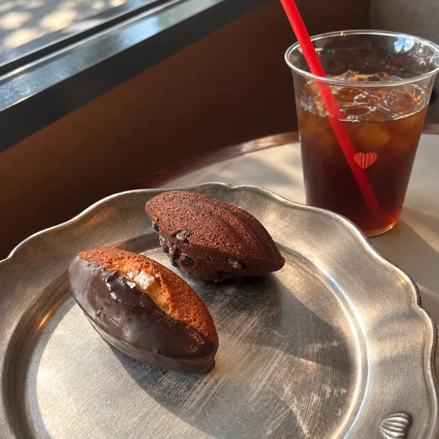 Maldon salt chocolate financier and chocolate madeleine