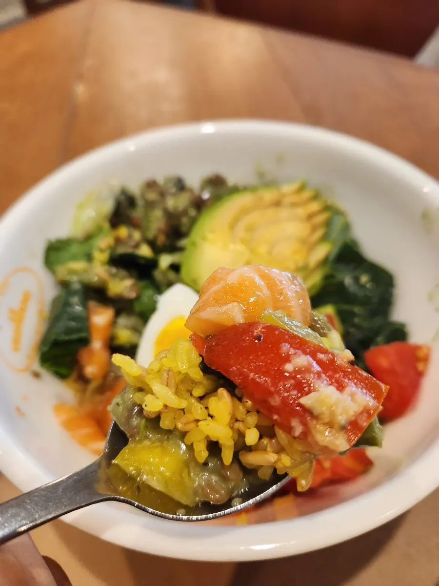 Salmon Bowl mixed together with oat rice