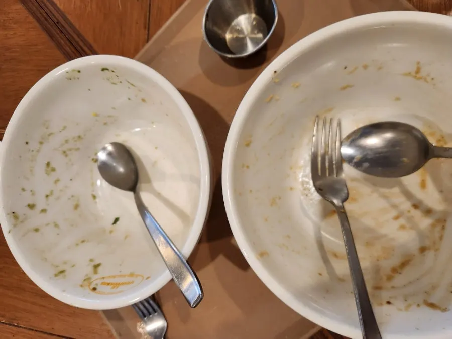 An emptied poke bowl