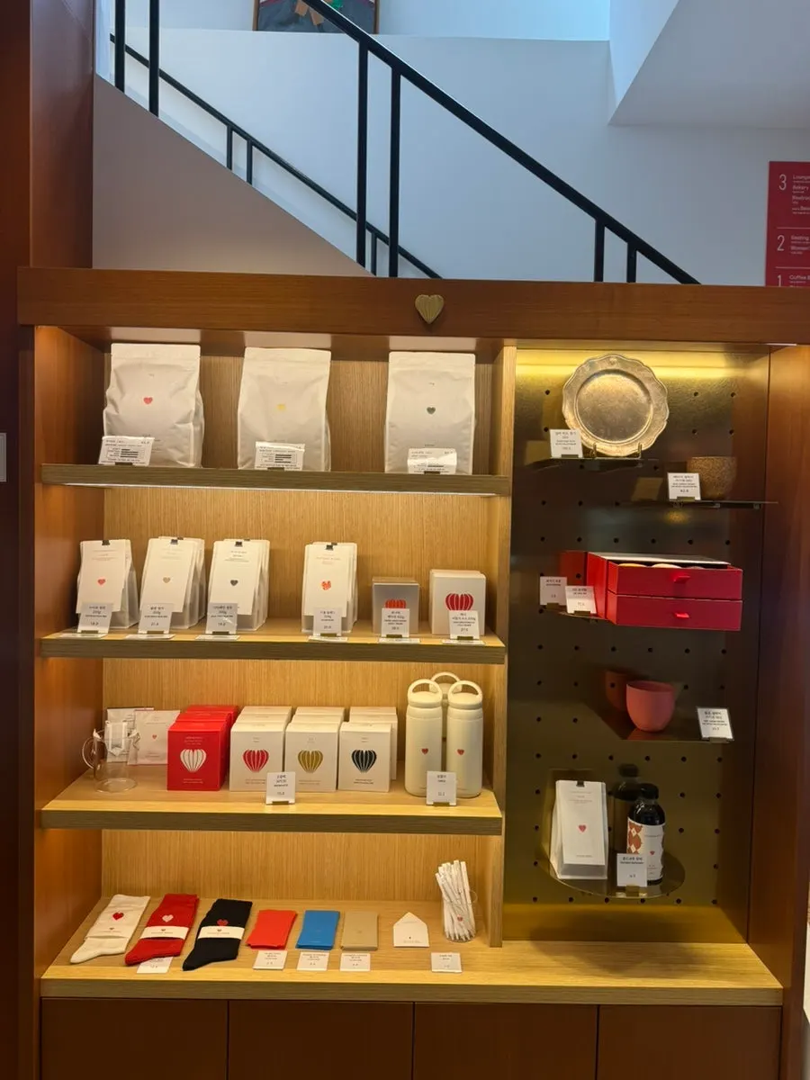 1st floor bakery display case and coffee counter