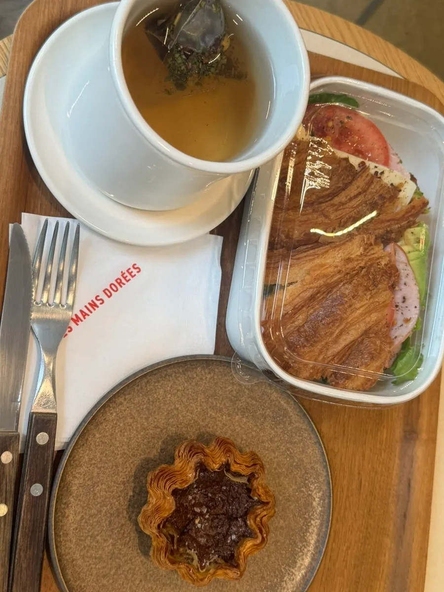 Café table with the sandwich