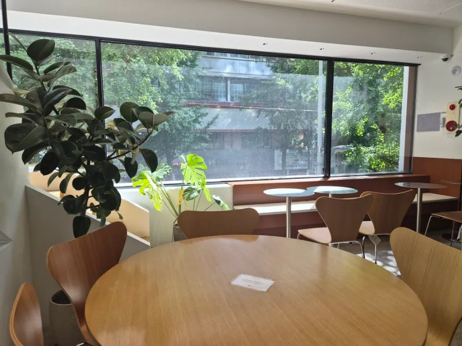 넉넉한 좌석이 놓인 카페 내부