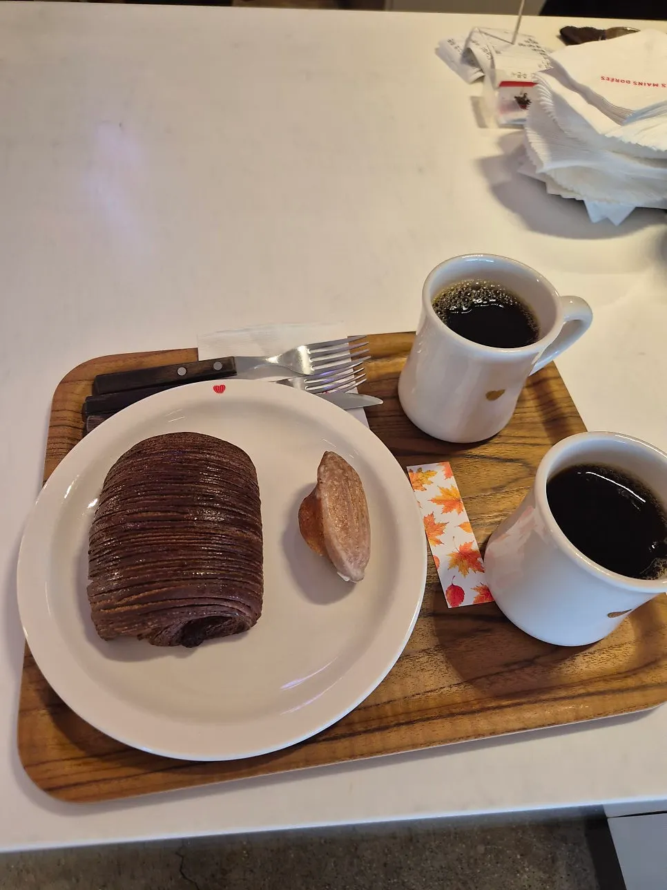 Pain au chocolat ordered with the coffee