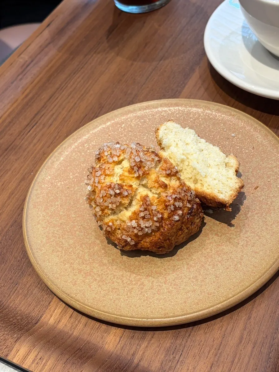 Cross-section of the sugar-topped butter scone