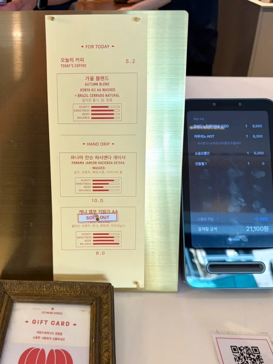 Non-coffee and tea menu board