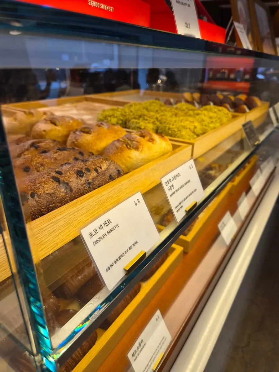 Display of flaky, layered pastries