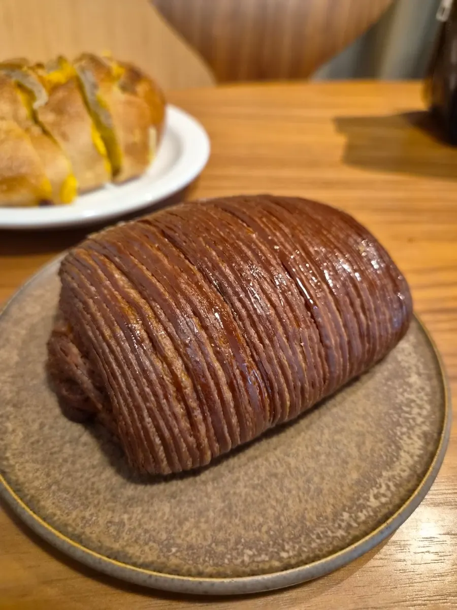 Pain au chocolat with visible flaky layers