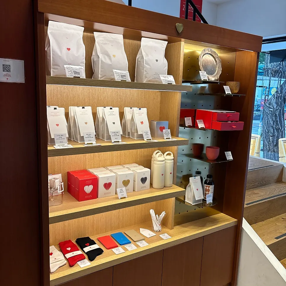Café goods and coffee bean display