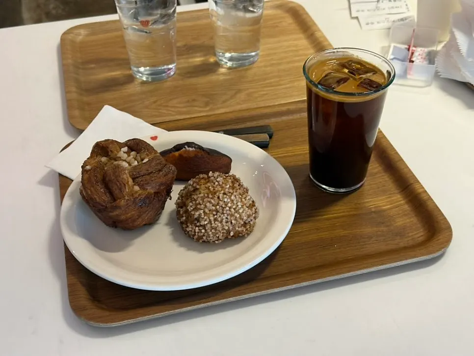 Café table with a laptop set up