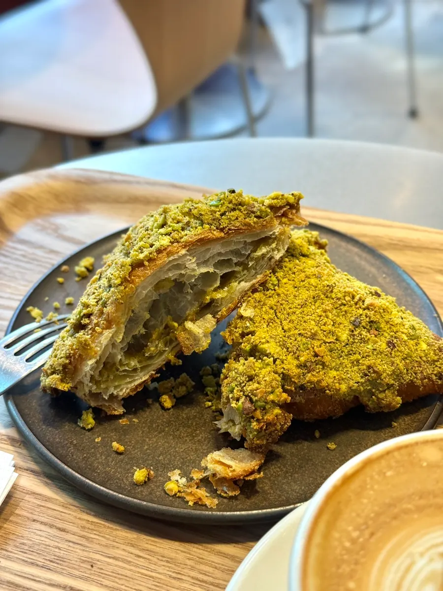 Cross-section of the pistachio croissant