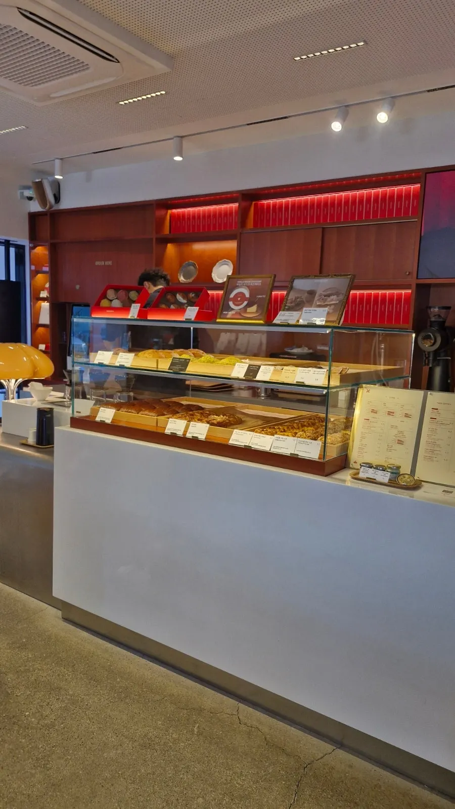 Café exterior with the interior visible through the glass window