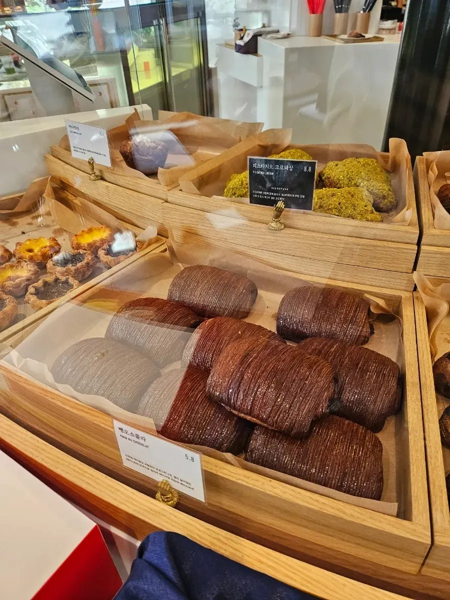 Pain au chocolat with distinct pastry layers