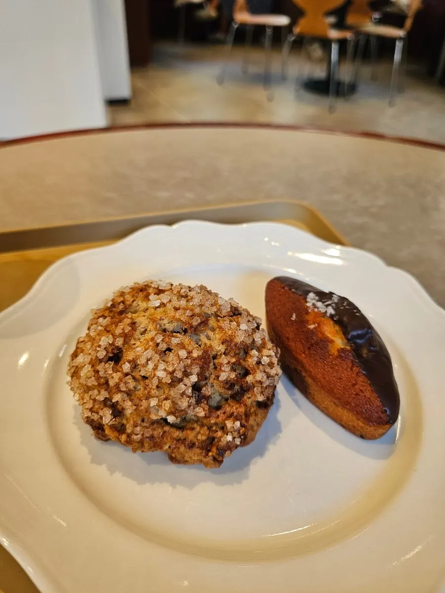 Close-up of the caramel pecan scone