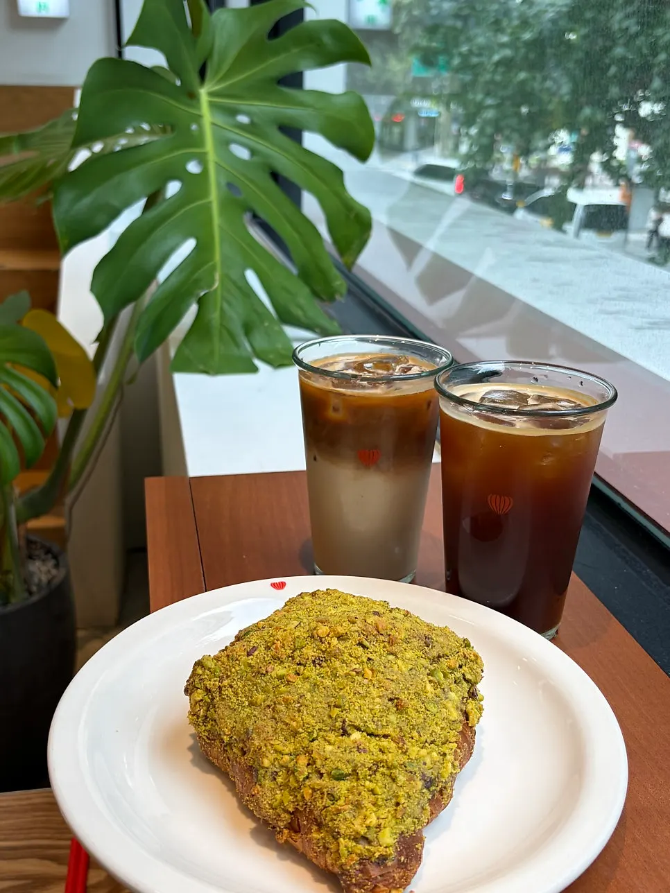 Close-up of the pistachio croissant