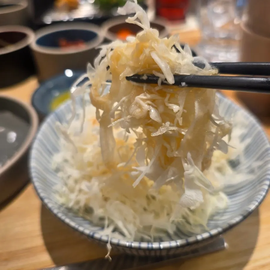 Thinly shredded cabbage salad