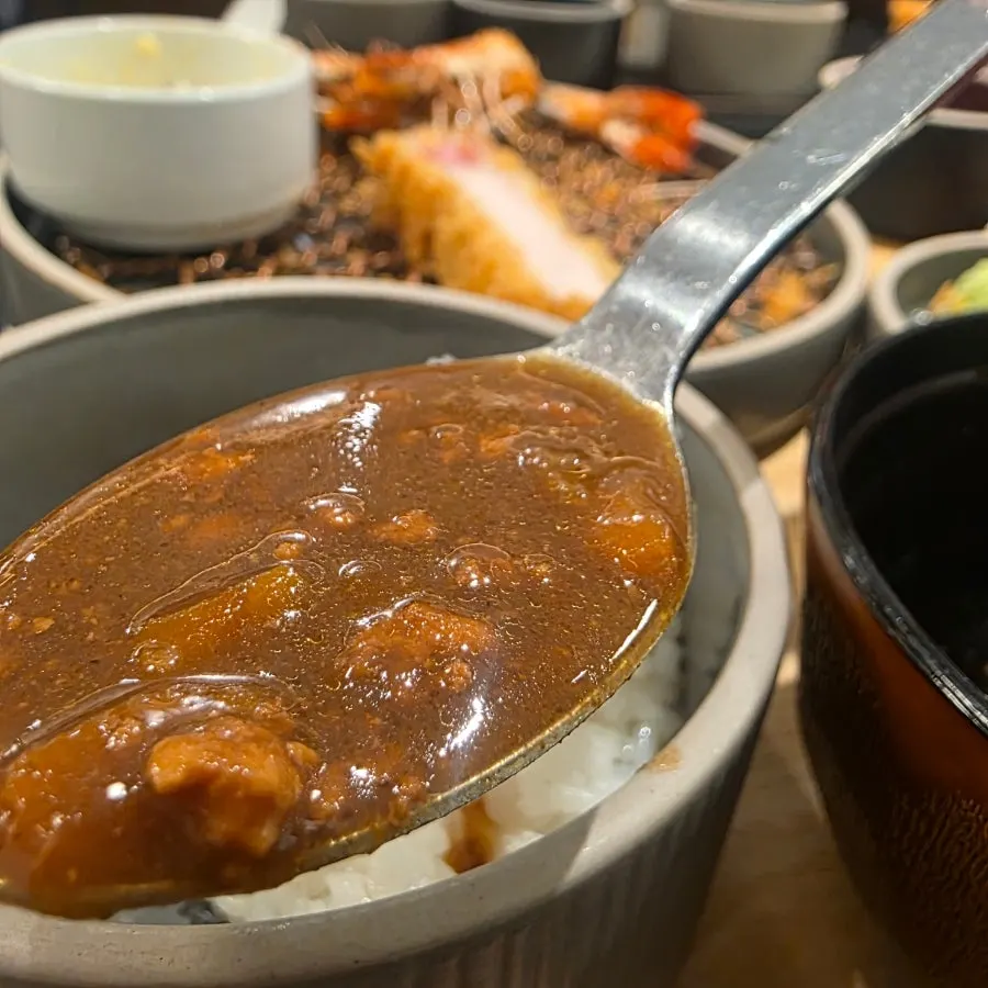 Curry mixed into rice