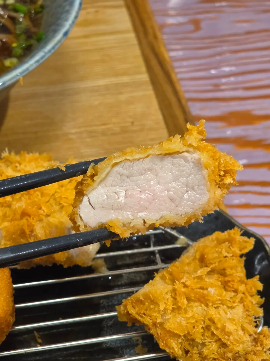 Cross-section of fillet katsu showing juices