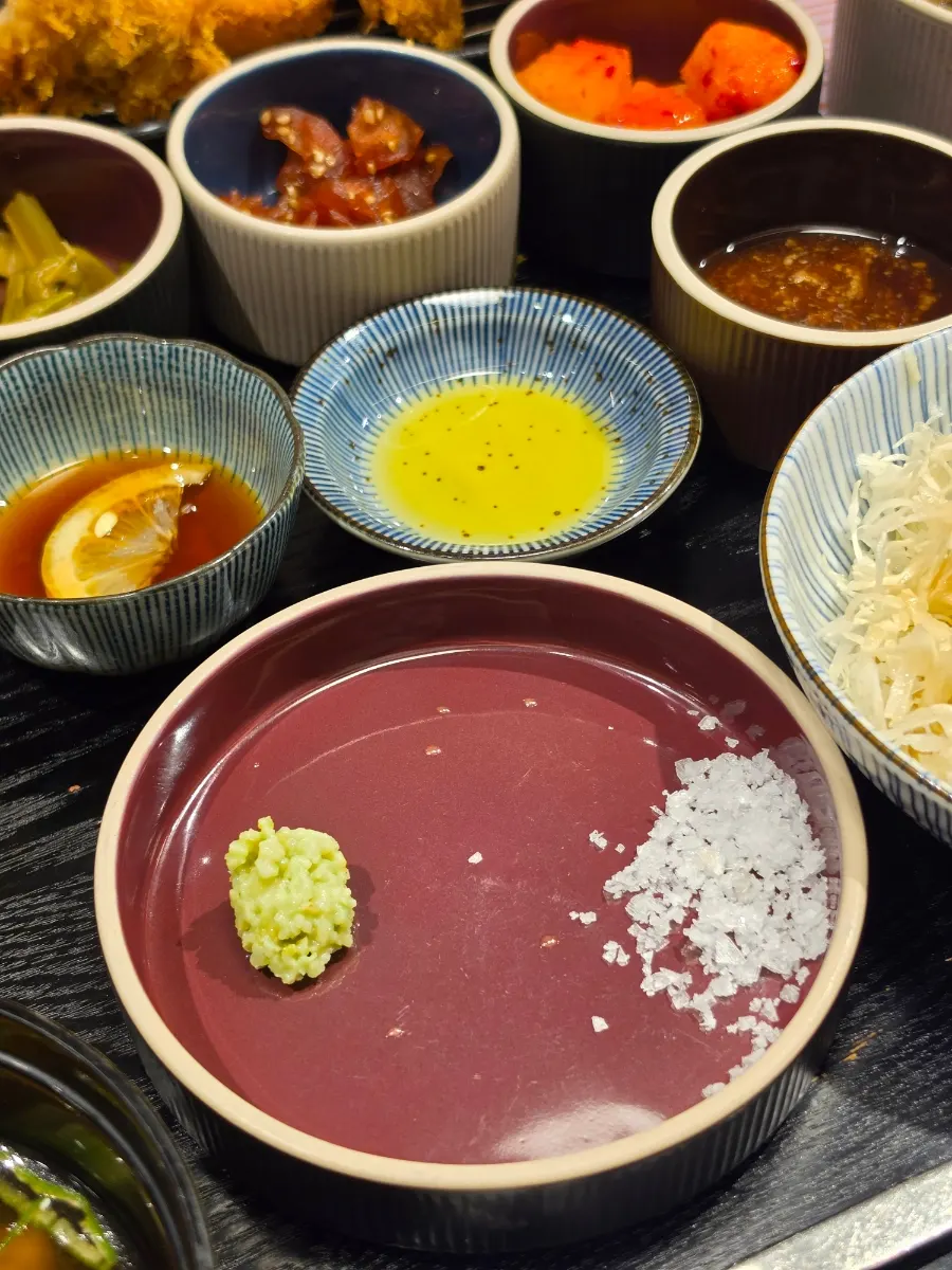 Katsu sauces — salt, wasabi, truffle oil, and more