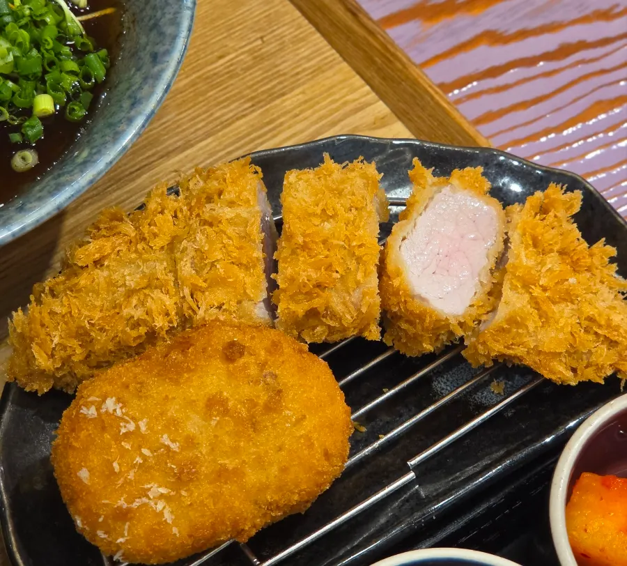 Fillet katsu served alongside the cold soba