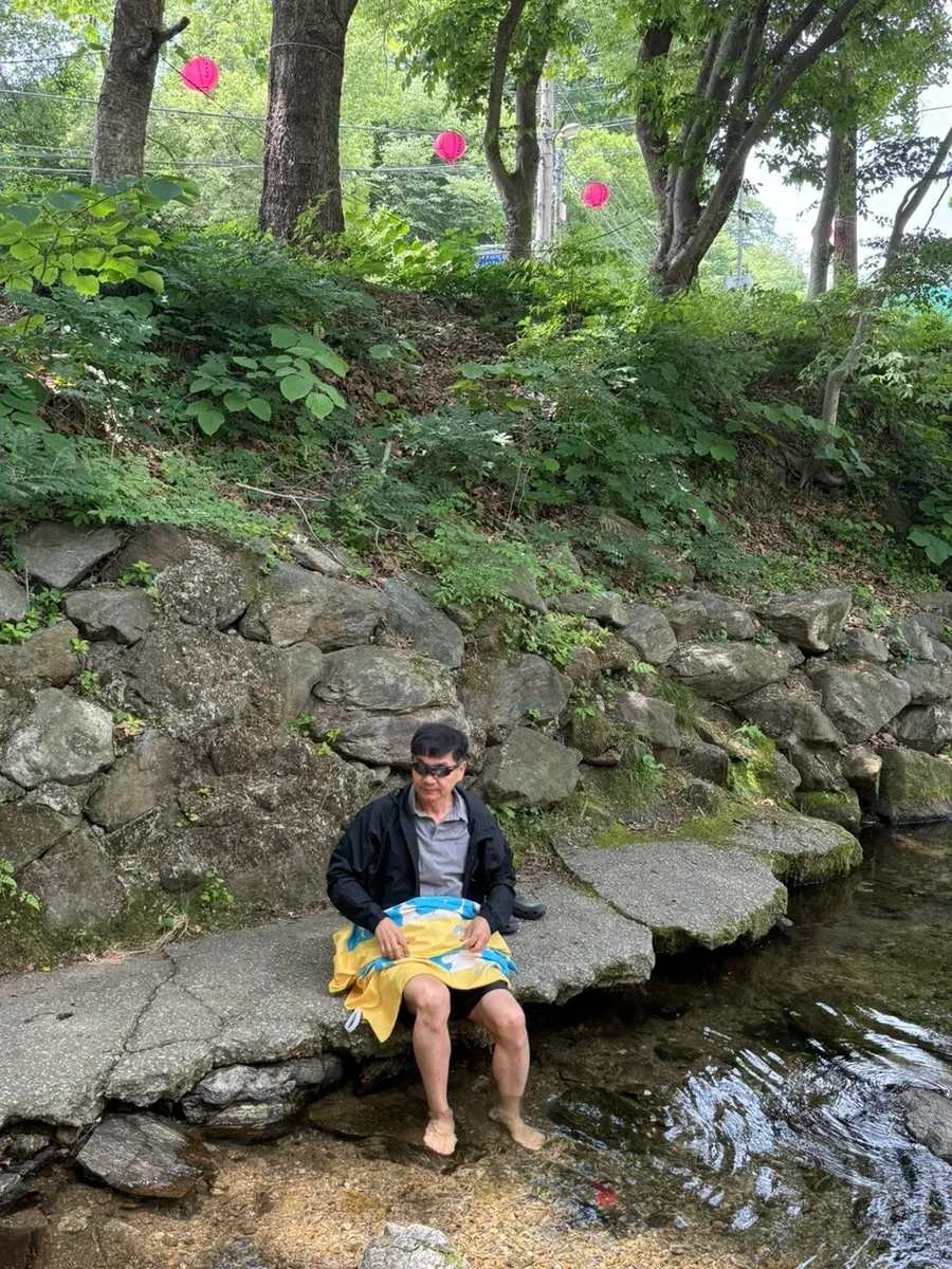 물놀이 후 몸에 직접 걸쳐본 대형 비치타월