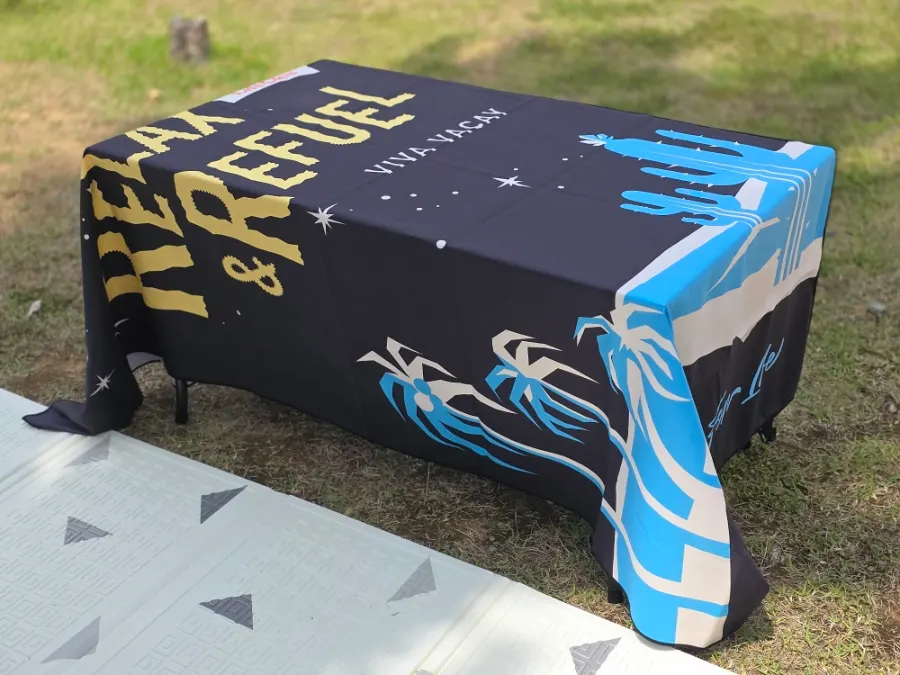 Colorful beach towel brought to a family picnic