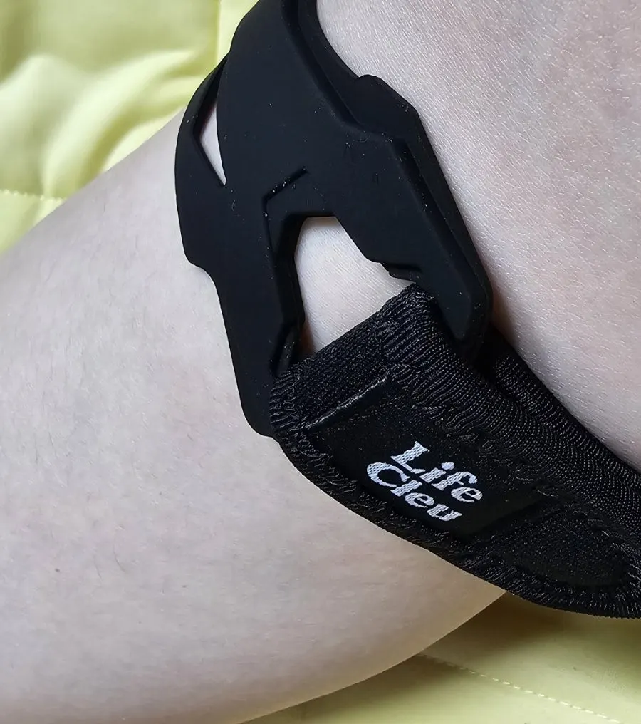 Wearing the brace to assess how it holds the knee