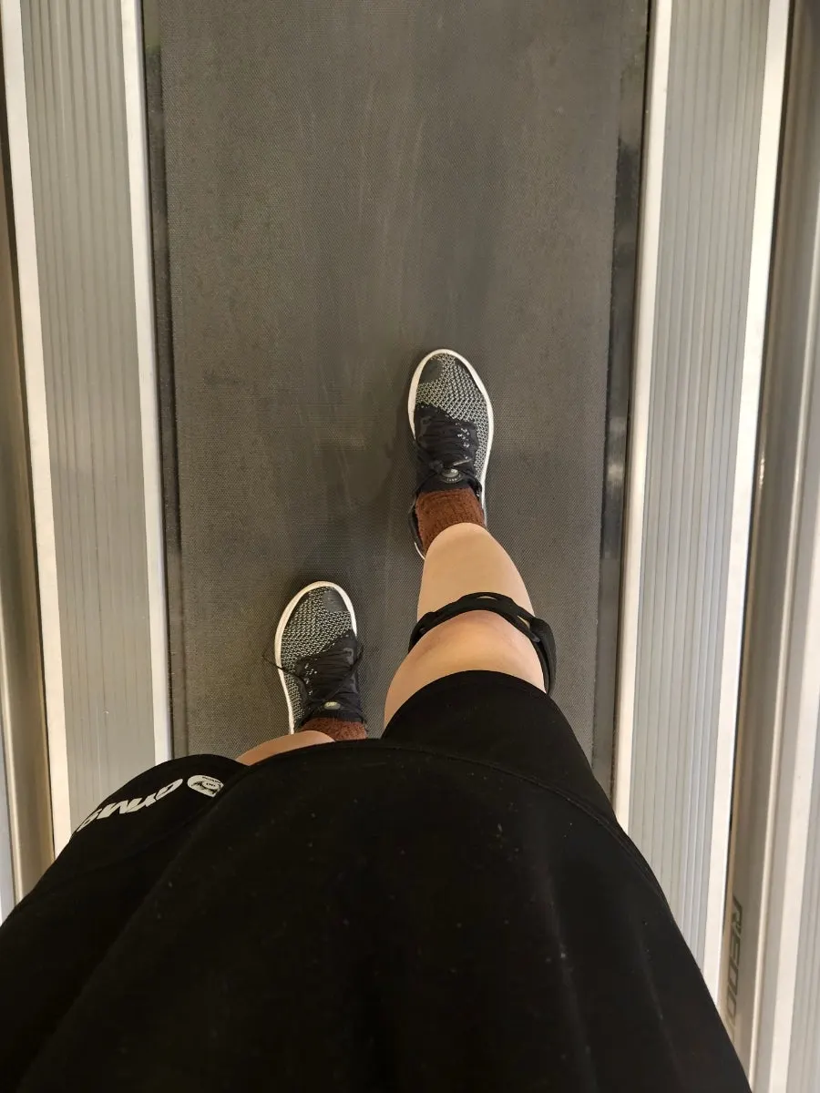 Lifeclue knee brace worn during exercise