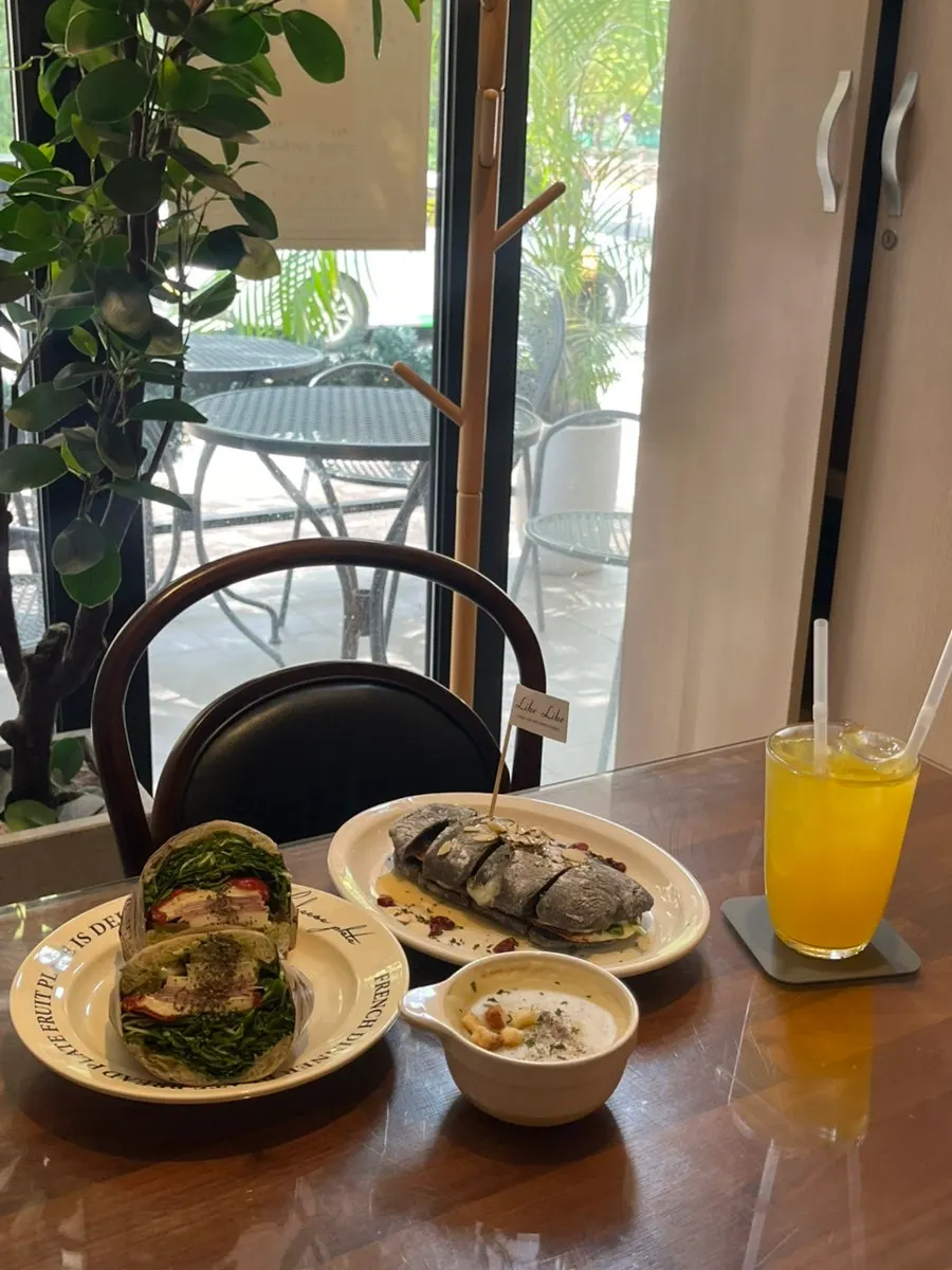 Brunch set served with orange juice