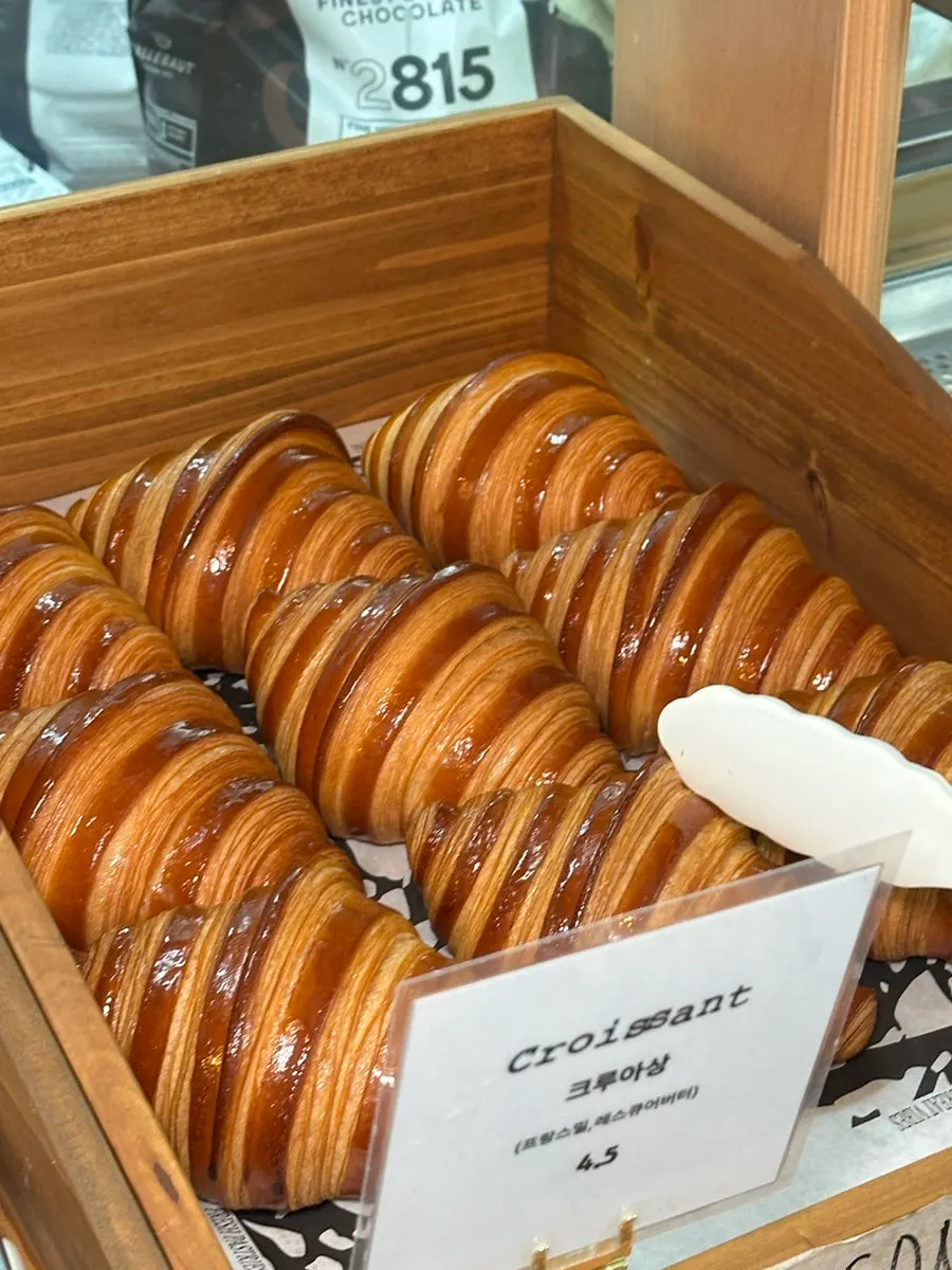 Fruit-topped croissants on display