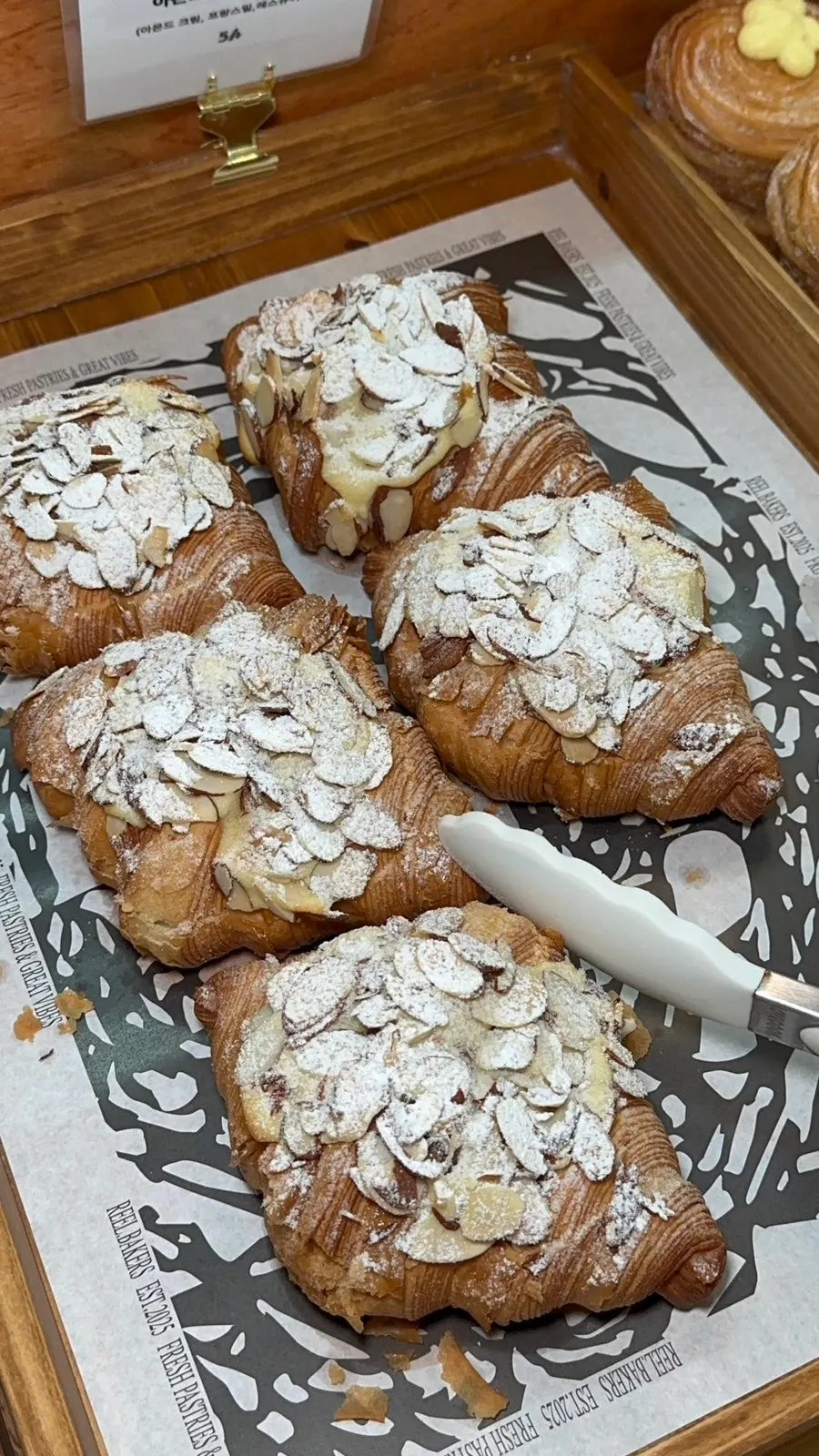 Display of croissants in various flavors