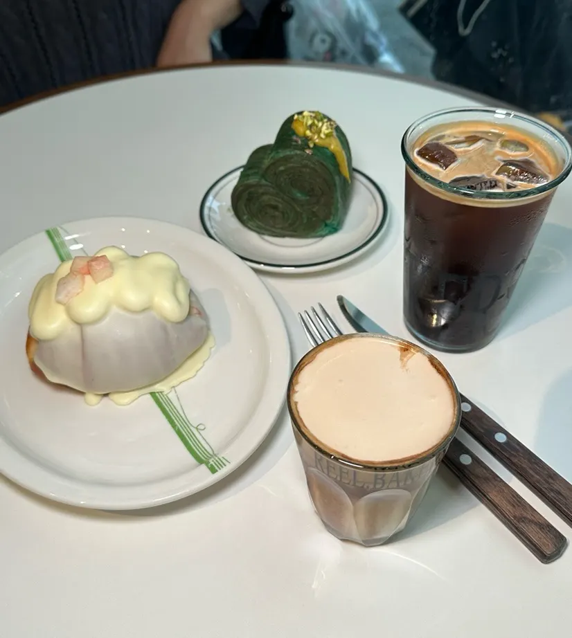 Salt bread pastry and drink on the table