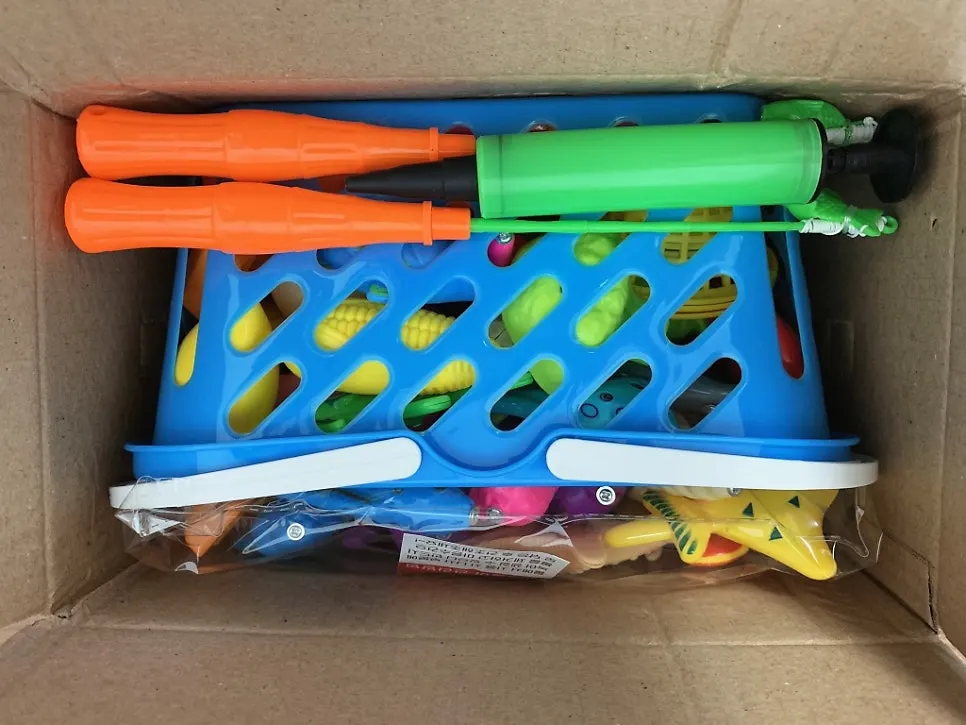 Carefully packaged fishing-play gift upon arrival