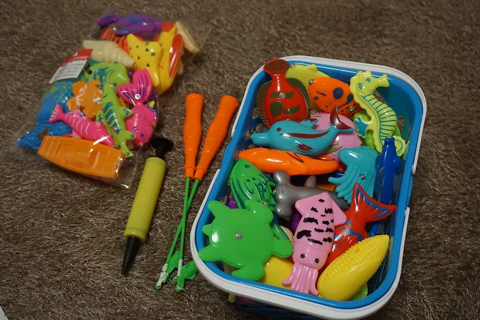 Fishing game toy on a living-room mat