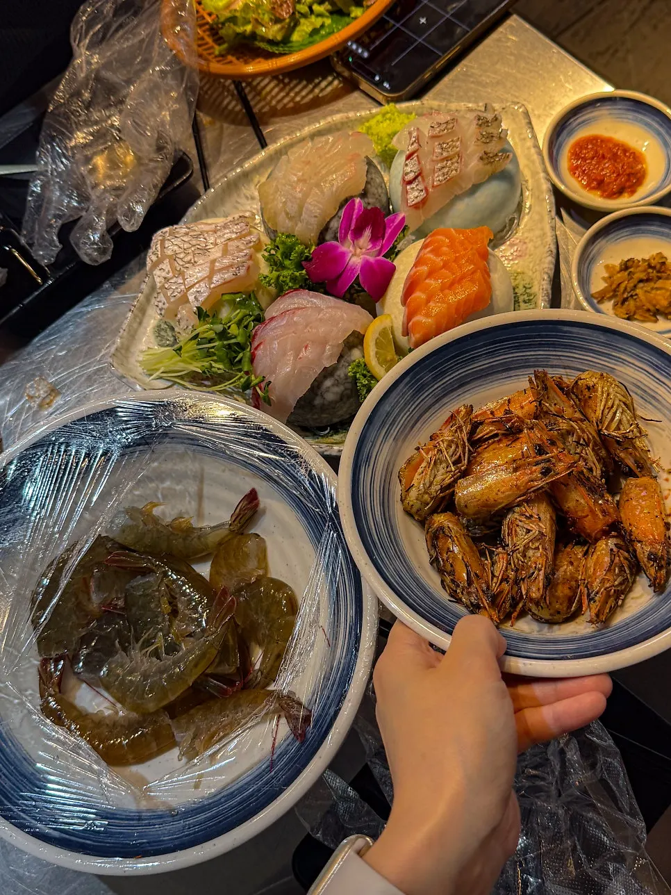 Basic banchan including seaweed soup and edamame