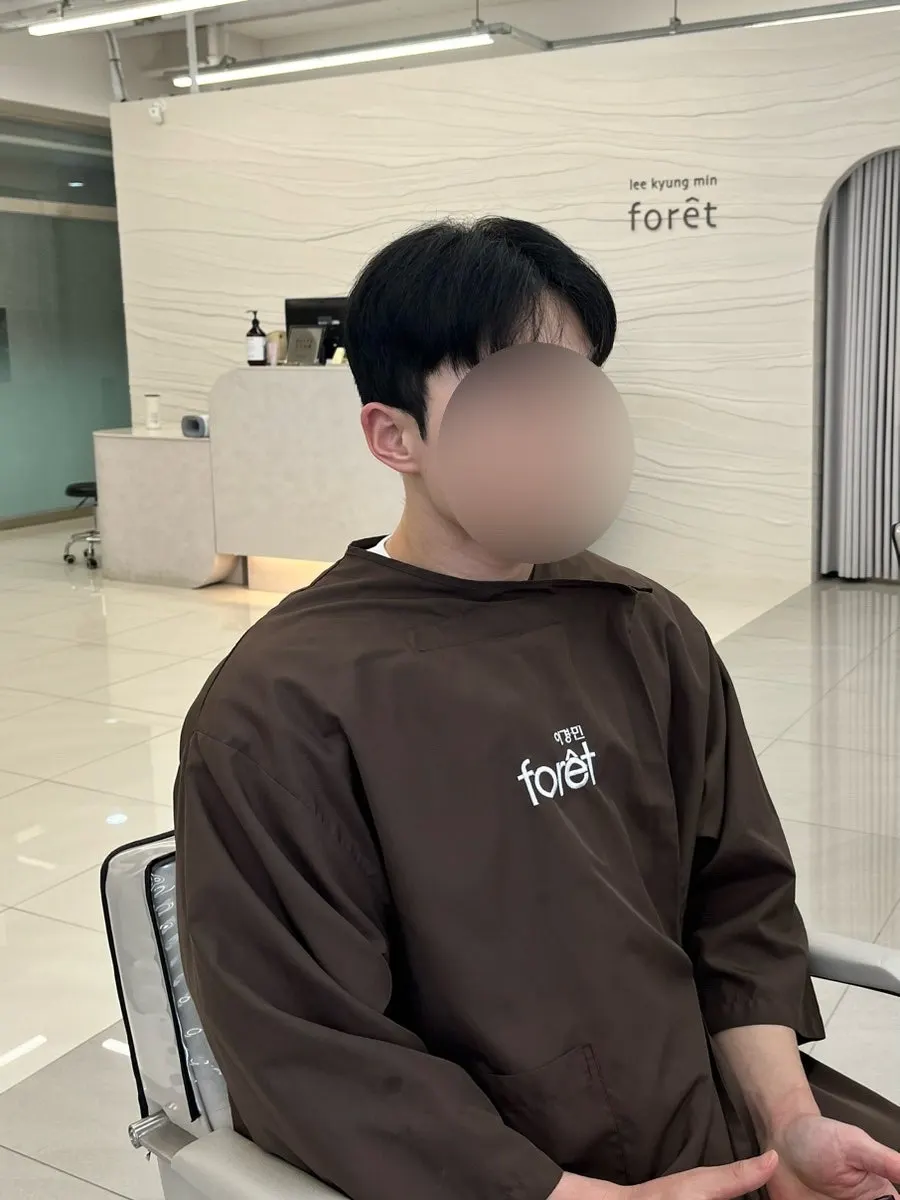 Husband's overgrown hair before the cut