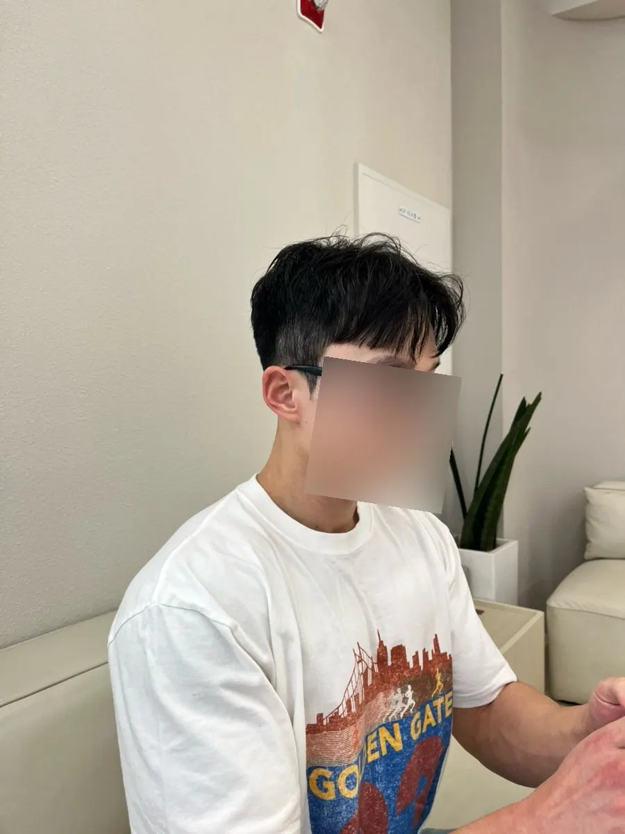 Husband's clean finished hairstyle after the cut