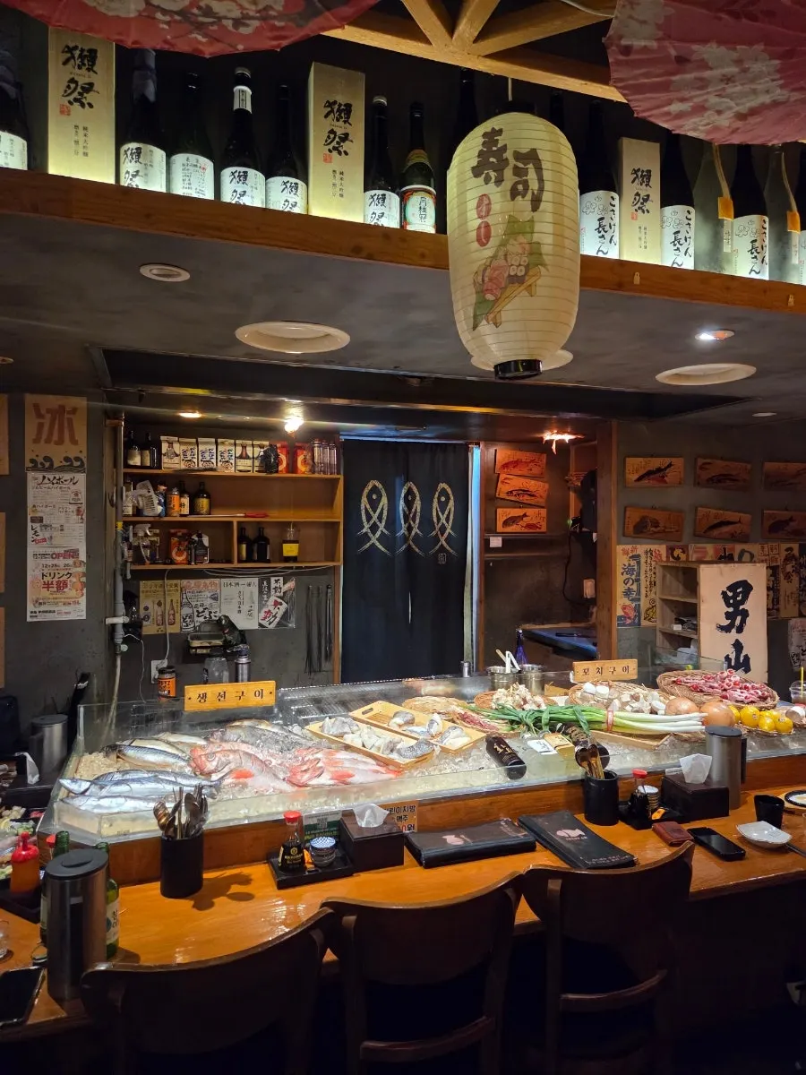 Interior with counter and table seating