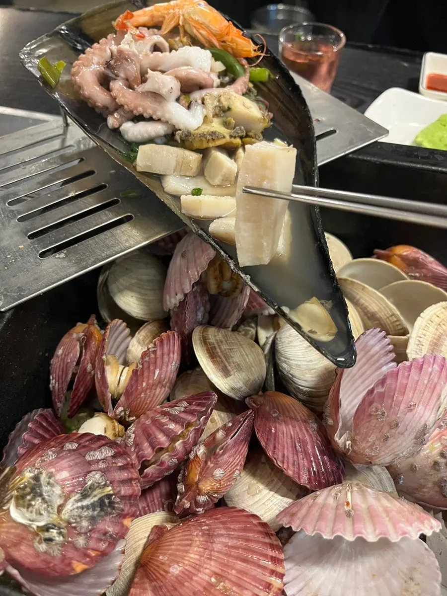 Close-up of plump clam meat